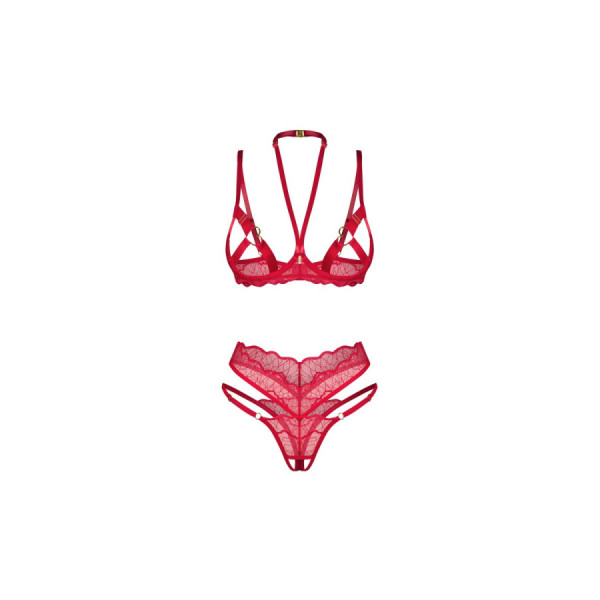 Cupide desir ensemble 2 pièces ouvert - Rouge